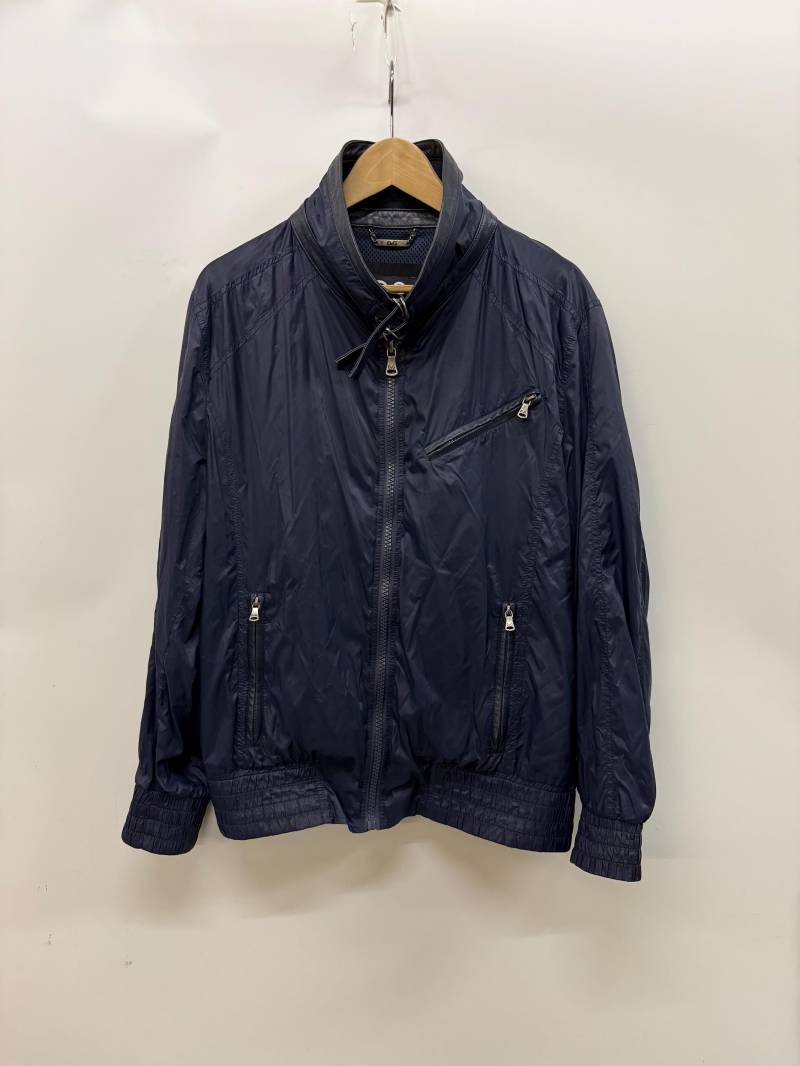 Dolce & Gabbana Dunkelblaue Windjacke - Hochwertige Jacke Mit Lederdetails Größe 54 von VulgarVizionar