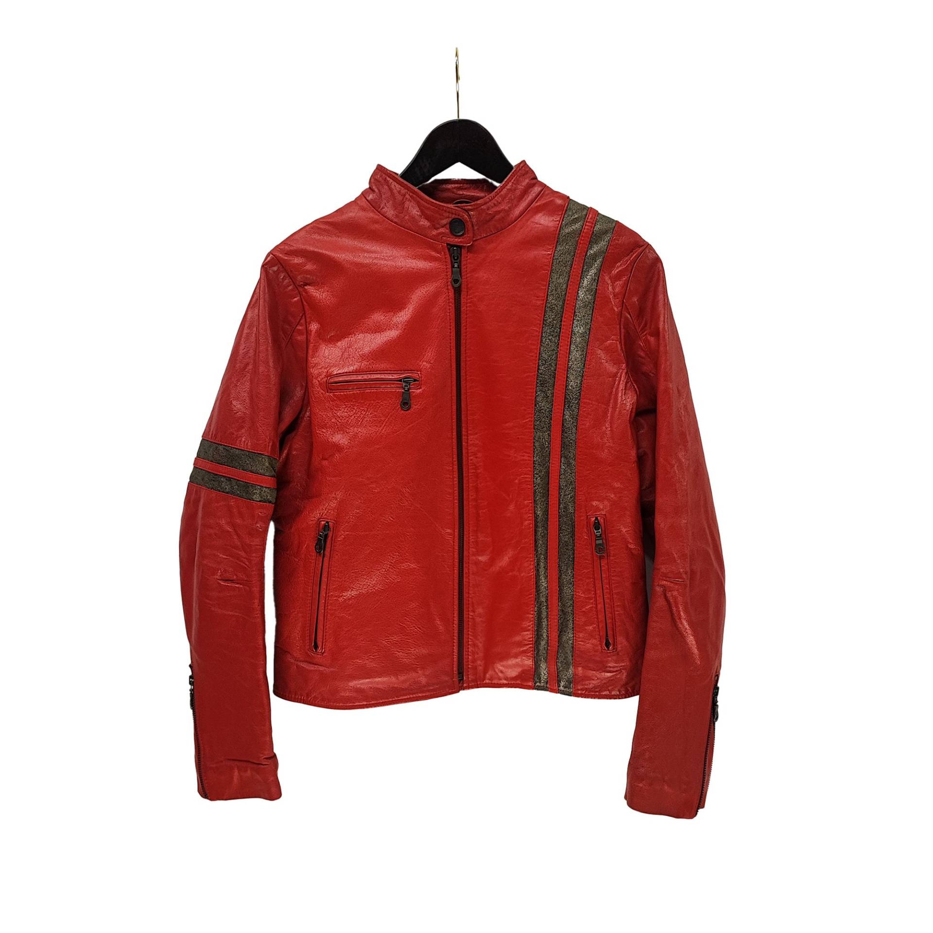 Vintage Harley Davidson Rote Lederjacke, Original Echte Lederjacke Hergestellt in Eu Größe Xl | Damen von VulgarVizionar