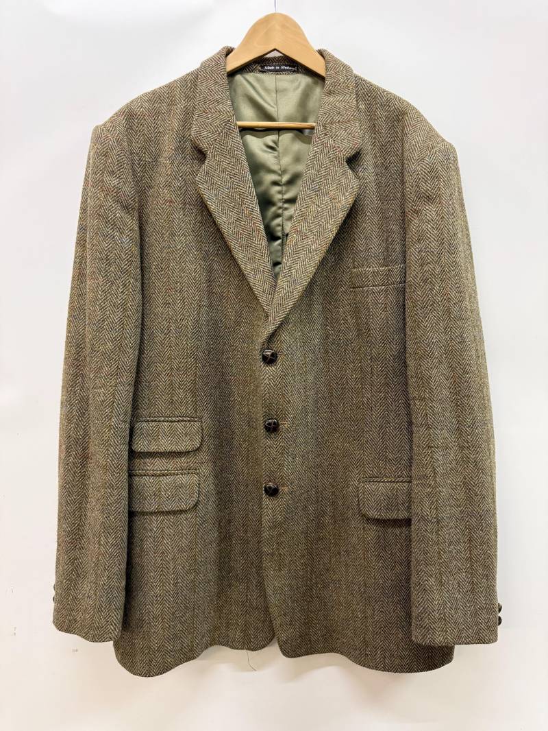 Vintage Harris Tweed Blazer Handgewebte Jacke - 100% Schurwolle Fischgratjacke Größe L Made in Britain von VulgarVizionar