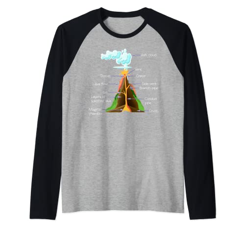 Vulkan Geologie Jungen Mädchen Vulkane Raglan von Vulkan Liebhaber Wissenschaft Kinder