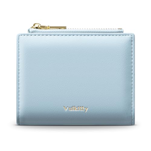 Vulkitty Geldbörse für Damen Leder Kartenetui Kleine Damen Geldbörse RFID-blockierendes Kreditkartenetui mit Münzfach mit Reißverschluss von Vulkitty