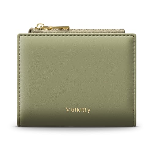 Vulkitty Geldbörse für Damen Leder Kartenetui Kleine Damen Geldbörse RFID-blockierendes Kreditkartenetui mit Münzfach mit Reißverschluss von Vulkitty
