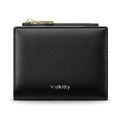Vulkitty Geldbörse für Damen Leder Kartenetui Kleine Damen Geldbörse RFID-blockierendes Kreditkartenetui mit Münzfach mit Reißverschluss von Vulkitty