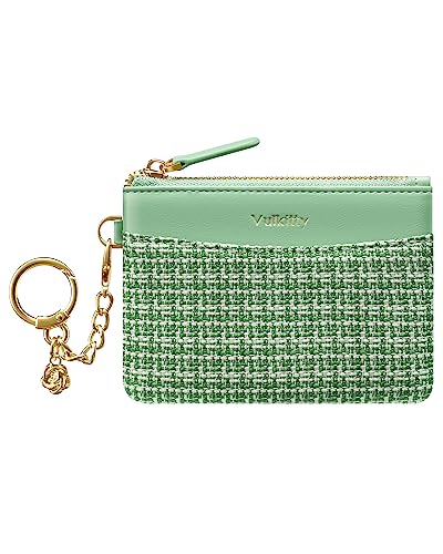 Vulkitty Mini Geldbeutel Damen Münzbörse RFID Blocker Kartenhülle Kleines Portemonnaie Damen Geldbörse Klein Schlüsseletui Wallet for Women Coin Purse, Grün von Vulkitty