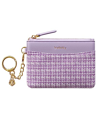 Vulkitty Mini Geldbeutel Damen Münzbörse RFID Blocker Kartenhülle Kleines Portemonnaie Damen Geldbörse Klein Schlüsseletui Wallet for Women Coin Purse, Lila von Vulkitty