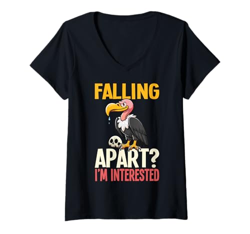 Damen Geier Design Tiere Vogel Grafik Lustig Schnitzel T-Shirt mit V-Ausschnitt Damen Geier Design Tiere Vogel Grafik Lustig Schnitzel T-Shirt mit V-Ausschnitt von Vulture Bird Designs Funny Animals Scavenger
