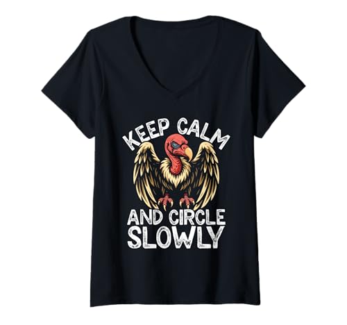 Damen Geier Design Wildlife Bird Graphic Funny Scavenger T-Shirt mit V-Ausschnitt von Vulture Bird Designs Funny Animals Scavenger