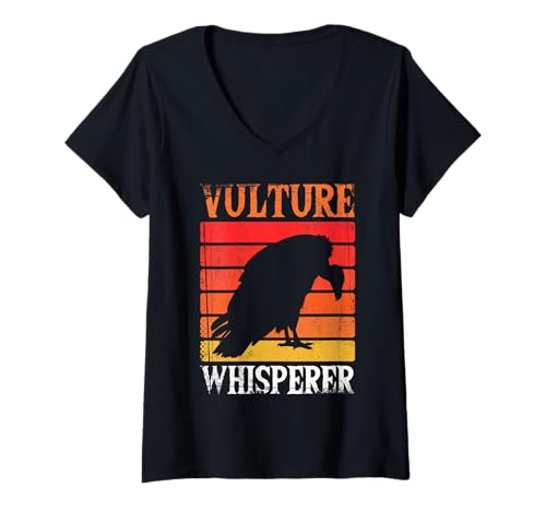 Damen Geier Lustiges Design Wildlife Grafik Vogel Scavenger T-Shirt mit V-Ausschnitt von Vulture Bird Designs Funny Animals Scavenger