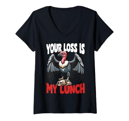 Damen Geier Vogel Lustiges Grafikdesign Wildlife Scavenger T-Shirt mit V-Ausschnitt von Vulture Bird Designs Funny Animals Scavenger