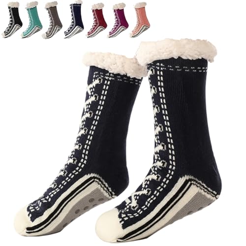 Ultra-Thick Cashmere Slipper Home Socks, Cashmere Socks Women with Grippers, Non Slip Fleece Lined Warm (Black, One Siz, Erwachsene, Damen, Einheitsgröße, Alphanumerisch, EU Schuhgrößensystem, M) von Vulvv