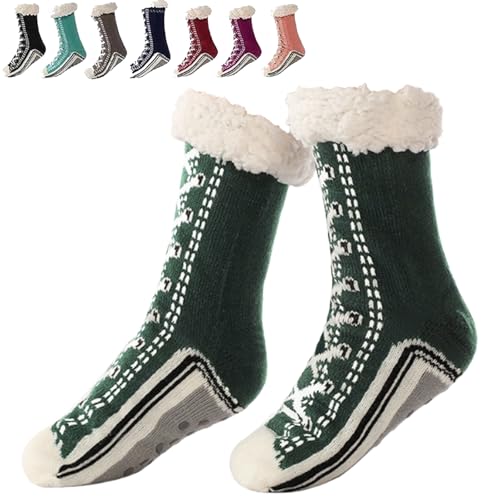 Ultra-Thick Cashmere Slipper Home Socks, Cashmere Socks Women with Grippers, Non Slip Fleece Lined Warm (D Green, One Siz, Erwachsene, Damen, Einheitsgröße, Alphanumerisch, EU Schuhgrößensystem, M) Ultra-Thick Cashmere Slipper Home Socks, Cashmere Socks Women with Grippers, Non Slip Fleece Lined Warm (D Green, One Siz, Erwachsene, Damen, Einheitsgröße, Alphanumerisch, EU Schuhgrößensystem, M) von Vulvv
