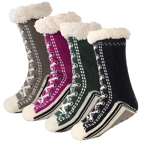 Ultra-Thick Cashmere Slipper Home Socks, Cashmere Socks Women with Grippers, Non Slip Fleece Lined Warm (Mix B, One Siz, Erwachsene, Damen, Einheitsgröße, Alphanumerisch, EU Schuhgrößensystem, M) von Vulvv