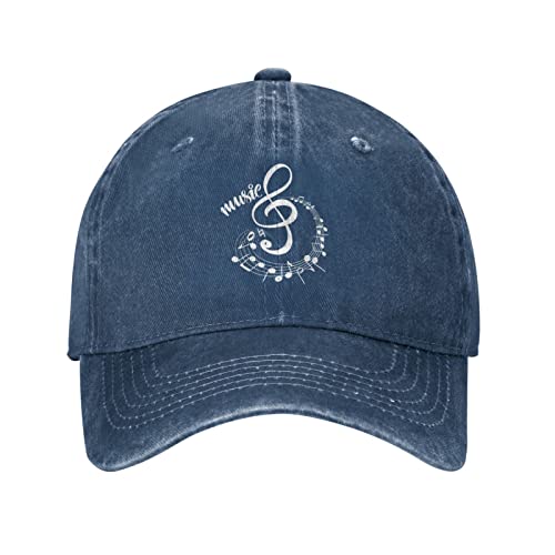 VunKo Baseballkappe mit Musiknoten-Symbol, verstellbar, verwaschenes Denim, für Herren, Baseballkappe für Herren, Musiknoten Symbol Musik Marineblau, Einheitsgr��e von VunKo