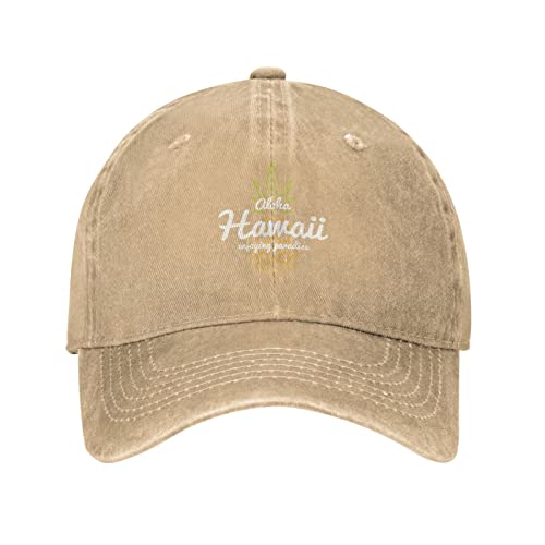 VunKo Lustige Ananas Hawaii Vintage Distressed Einstellbare Washed Denim Herren Dad Trucker Hut Baseball Ball Cap für Männer, Natürlich, Einheitsgre von VunKo