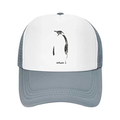 VunKo Mesh Dad Hat Adjustable Washed Penguin Watercolor Baseball Dad Cap Funny Ball Trucker Cap for Women Men, Pinguin Aquarell Grau, Einheitsgr��e von VunKo