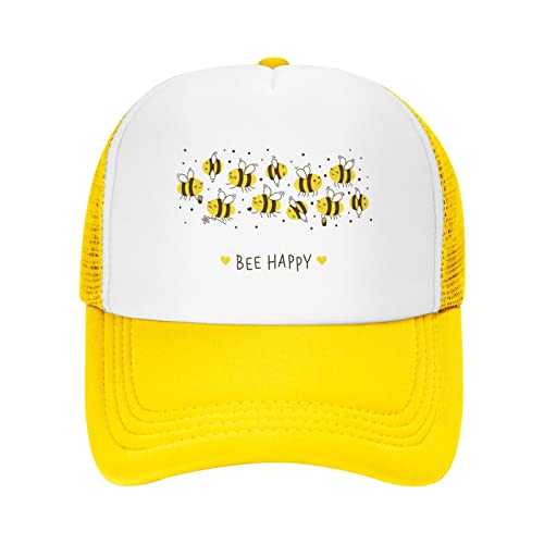 VunKo Mesh Dad Hat Verstellbare Washed Cute Honey Bees Kawaii Baseball Dad Cap Lustige Ball Trucker Cap für Damen Herren, gelb, Einheitsgröße von VunKo