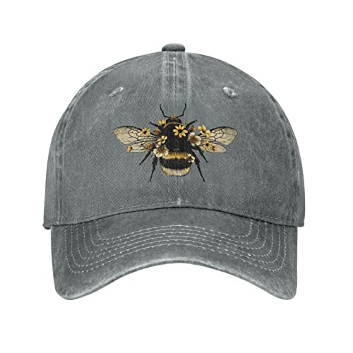 VunKo Vintage Washed Distressed Adjustable Bee Bee Womens Denim Baseball Cap Mom Trucker Hat Cap for Women Unisex, Graue Biene niedliche Biene, Einheitsgröße VunKo Vintage Washed Distressed Adjustable Bee Bee Womens Denim Baseball Cap Mom Trucker Hat Cap for Women Unisex, Graue Biene niedliche Biene, Einheitsgröße von VunKo
