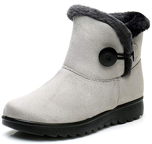 Vunavueya Damen Winterstiefel Warm gefütterte Winterschuhe Schneestiefel Winter Schlupfstiefel Kurzschaft Stiefel Boots Schuhe Grau -B 40.5 EU/260CN von Vunavueya