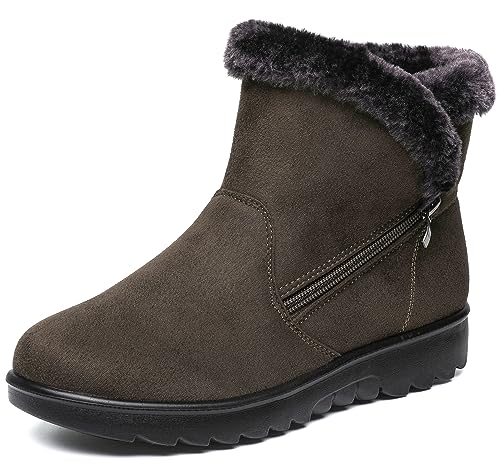 Vunavueya Damen Winterstiefel Warm gefütterte Winterschuhe Schneestiefel Winter Schlupfstiefel Kurzschaft Stiefel Boots Schuhe Grün -A 35 EU/225CN von Vunavueya