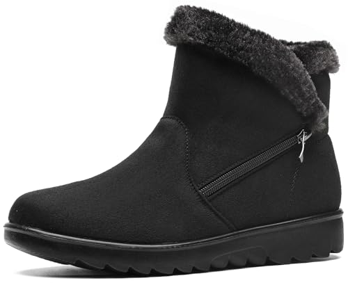 Vunavueya Damen Winterstiefel Warm gefütterte Winterschuhe Schneestiefel Winter Schlupfstiefel Kurzschaft Stiefel Boots Schuhe Schwarz Nero 35.5 EU/230CN von Vunavueya