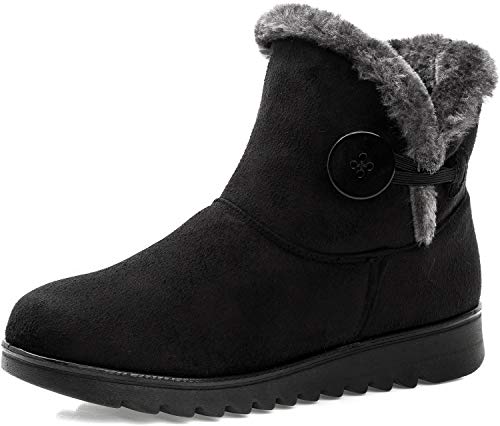 Vunavueya Damen Winterstiefel Warm gefütterte Winterschuhe Schneestiefel Winter Schlupfstiefel Kurzschaft Stiefel Boots Schuhe Schwarz -B 35 EU/225CN von Vunavueya