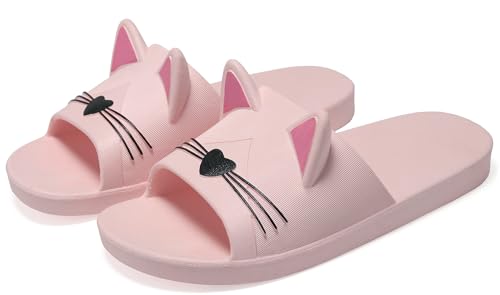 Vunavueya Damen Dusch- und Badeschuhe Badelatschen Herren Badeschlappen Sommer Hausschuhe Slides Badesandalen Strand Pantoletten Schlupf-Hausschuhe Schuhe Ice Rosa 39/40 EU(40-41CN) von Vunavueya