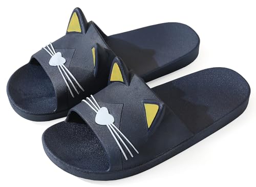 Vunavueya Damen Dusch- und Badeschuhe Badelatschen Herren Badeschlappen Sommer Hausschuhe Slides Badesandalen Strand Pantoletten Schlupf-Hausschuhe Schuhe New Blau Navy 43/44 EU(44-45CN) von Vunavueya