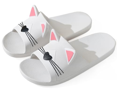 Vunavueya Damen Dusch- und Badeschuhe Badelatschen Herren Badeschlappen Sommer Hausschuhe Slides Badesandalen Strand Pantoletten Schlupf-Hausschuhe Schuhe Weiß Grün 37/38 EU(38-39CN) von Vunavueya