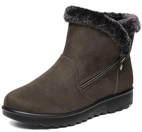 Vunavueya Damen Winterstiefel Warm gefütterte Winterschuhe Schneestiefel Winter Schlupfstiefel Kurzschaft Stiefel Boots Schuhe Grün 35.5 EU/230CN von Vunavueya
