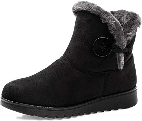 Vunavueya Damen Winterstiefel Warm gefütterte Winterschuhe Schneestiefel Winter Schlupfstiefel Kurzschaft Stiefel Boots Schuhe Schwarz Black 39.5 EU/255CN von Vunavueya