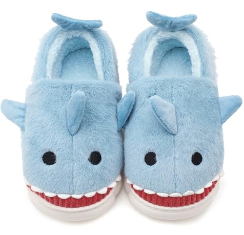 Vunavueya Hausschuhe Damen Warme gefüttert Pantoffeln Herren Winter Plüsch Hausschuh Bequem Baumwolle Slippers Schuhe Ice Blau 35/36 EU_36-37CN von Vunavueya