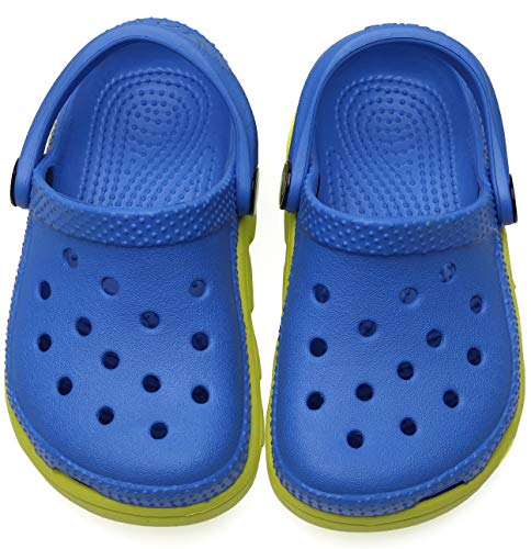 Vunavueya Kinder Clogs Pantoletten Jungen Eva Badeschuhe Gartenschuhe Mädchen Flach Hausschuhe Strand Sandale Sommer Sandalen Schuhe C Blau Gelb 25/26 EU=C8/9 von Vunavueya