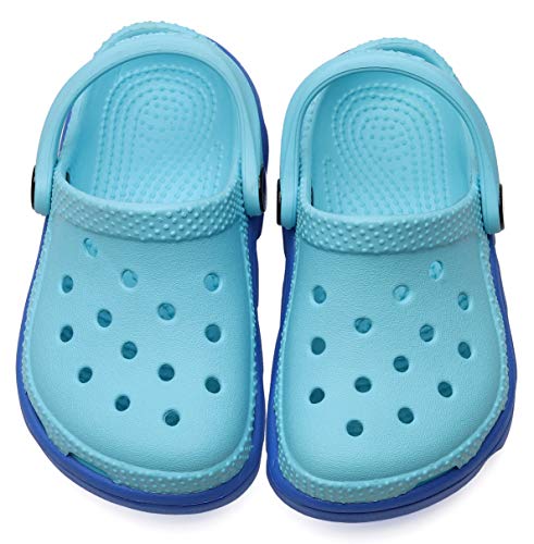 Vunavueya Kinder Clogs Pantoletten Jungen Eva Badeschuhe Gartenschuhe Mädchen Flach Hausschuhe Strand Sandale Sommer Sandalen Schuhe C Ice Blau 23/24 EU=C6/7 von Vunavueya