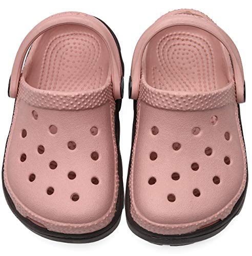 Vunavueya Kinder Clogs Pantoletten Jungen Eva Badeschuhe Gartenschuhe Mädchen Flach Hausschuhe Strand Sandale Sommer Sandalen Schuhe C Pink Braun 25/26 EU=C8/9 von Vunavueya