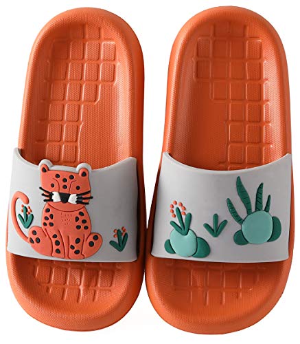 Vunavueya Kinder Dusch- und Badeschuhe Badelatschen Jungen Mädchen Badeschlappen Badesandalen Sommer Hausschuhe Strand Pantoletten Schuhe Orange Cartoons 30/31 EU von Vunavueya