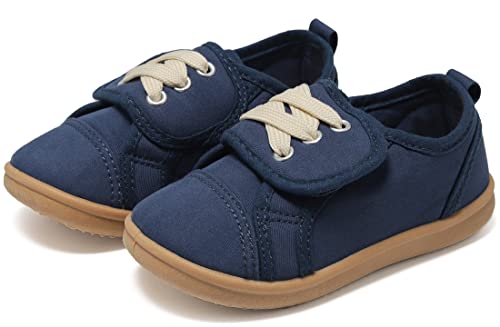 Vunavueya Kinder Hausschuhe Jungen Slip On Canvas Sneakers Mädchen Low-Top Freizeit Halbschuhe Bequeme Schul Schuhe Blau A 22 EU=22CN von Vunavueya