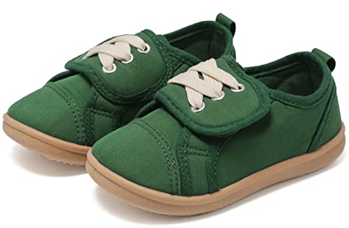 Vunavueya Kinder Hausschuhe Jungen Slip On Canvas Sneakers Mädchen Low-Top Freizeit Halbschuhe Bequeme Schul Schuhe Grün A 22 EU=22CN von Vunavueya