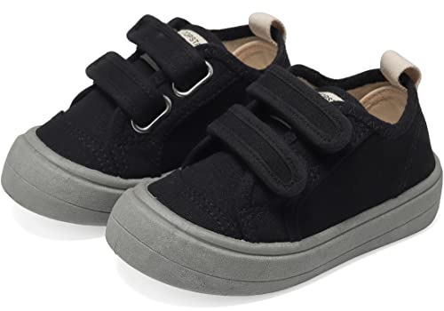 Vunavueya Kinder Hausschuhe Jungen Slip On Canvas Sneakers Mädchen Low-Top Freizeit Halbschuhe Bequeme Schul Schuhe Schwarz C 23.5 EU=24CN von Vunavueya