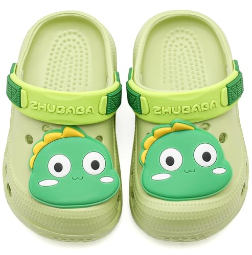 Vunavueya Unisex Kinder Clogs Jungen Pantoletten Mädchen Eva Badeschuhe Garten Hausschuhe Strand Sommer Sandalen Schuhe Grün Dino 23 EU_150 von Vunavueya