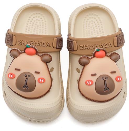 Vunavueya Unisex Kinder Clogs Jungen Pantoletten Mädchen Eva Badeschuhe Garten Hausschuhe Strand Sommer Sandalen Schuhe Khaki Capybara 29 EU_190 von Vunavueya