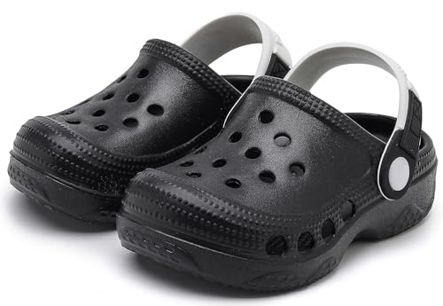 Vunavueya Unisex Kinder Clogs Jungen Pantoletten Mädchen Eva Badeschuhe Garten Hausschuhe Strand Sommer Sandalen Schuhe Schwarz 29 EU_190 von Vunavueya