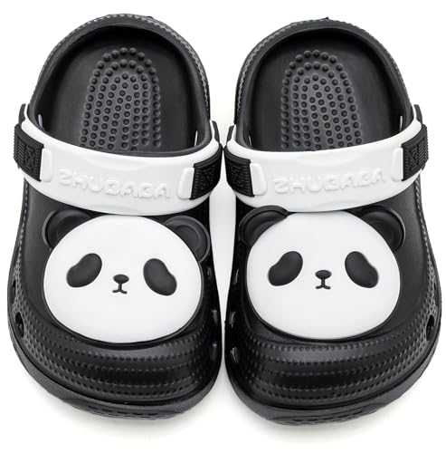 Vunavueya Unisex Kinder Clogs Jungen Pantoletten Mädchen Eva Badeschuhe Garten Hausschuhe Strand Sommer Sandalen Schuhe Schwarz Panda 26 EU_170 von Vunavueya