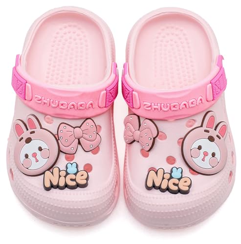 Vunavueya Unisex Kinder Clogs Mädchen Pantoletten Jungen Eva Badeschuhe Garten Hausschuhe Strand Sommer Sandalen Schuhe Rosa Rabbit 29 EU_190 von Vunavueya