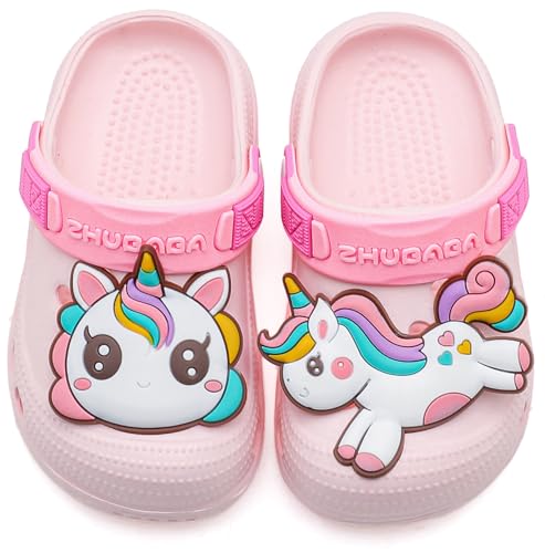 Vunavueya Unisex Kinder Clogs Mädchen Pantoletten Jungen Eva Badeschuhe Garten Hausschuhe Strand Sommer Sandalen Schuhe Rosa Unicorn 29 EU_190 von Vunavueya