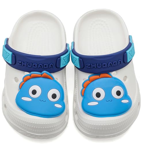 Vunavueya Unisex Kinder Clogs Mädchen Pantoletten Jungen Eva Badeschuhe Garten Hausschuhe Strand Sommer Sandalen Schuhe Weiß Dino 30/31 EU_200 von Vunavueya