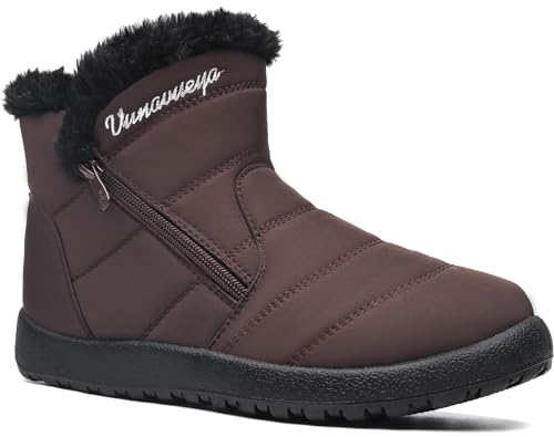 Vunavueya Winterstiefel Damen Warm gefütterte Winterschuhe Schneestiefel Winter Schlupfstiefel Kurzschaft Stiefel Boots Schuhe Braun 37 EU_235 von Vunavueya