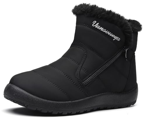 Vunavueya Winterstiefel Damen Warm gefütterte Winterschuhe Schneestiefel Winter Schlupfstiefel Kurzschaft Stiefel Boots Schuhe Schwarz 37.5 EU_240 von Vunavueya