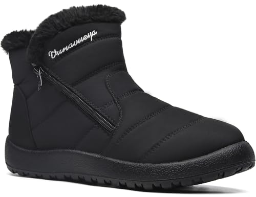 Vunavueya Winterstiefel Damen Warm gefütterte Winterschuhe Schneestiefel Winter Schlupfstiefel Kurzschaft Stiefel Boots Schuhe Schwarz 40.5 EU_255 von Vunavueya