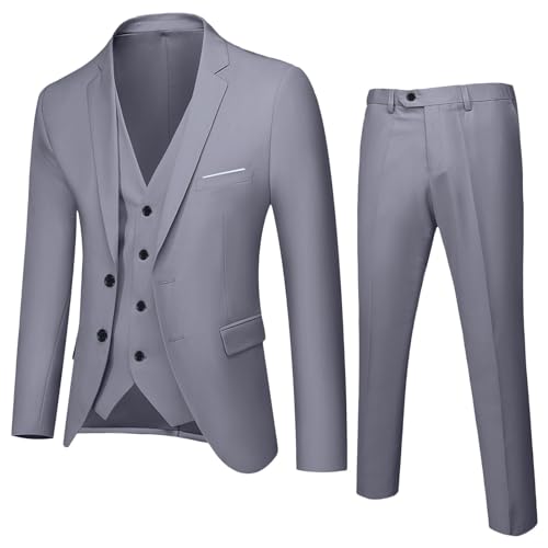 Anzug Kinder Jungen 3 Teilig Einschulung Kleidung Set Gentleman Smoking Jacke Mantel + Weste + Hose Outfit Anzug Teenager Hochzeit Festlich Anzüge Geburtstagsparty Taufkleidung (Grau, 15-16 Jahre) von Vuncio