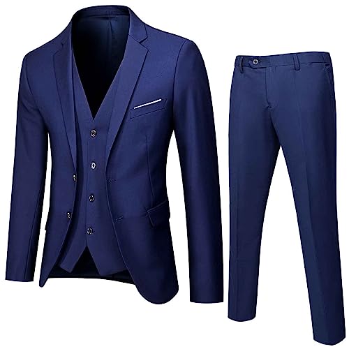 Anzug Kinder Jungen 3 Teilig Einschulung Kleidung Set Gentleman Smoking Jacke Mantel + Weste + Hose Outfit Anzug Teenager Hochzeit Festlich Anzüge Geburtstagsparty Taufkleidung (Navy, 11-12 Jahre) von Vuncio